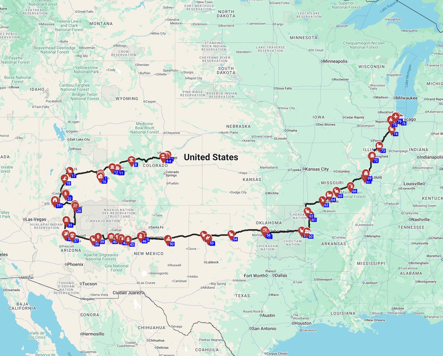 Best RV Route Planner USA Denver to Chicago campervan trip route